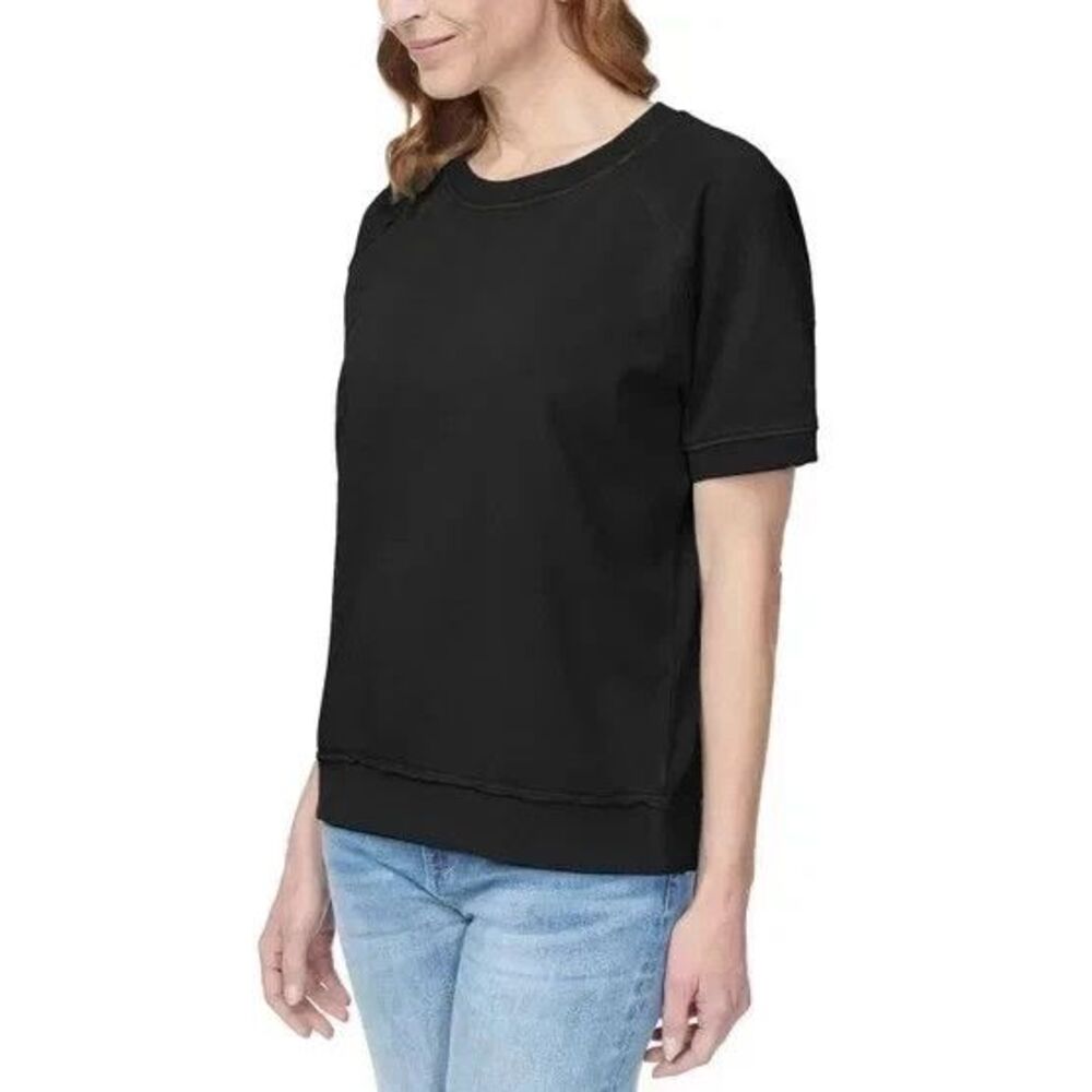 Buffalo Super Soft Terry Top Black Long Sleeve Crewneck Pullover Women's Large - Picture 2 of 3